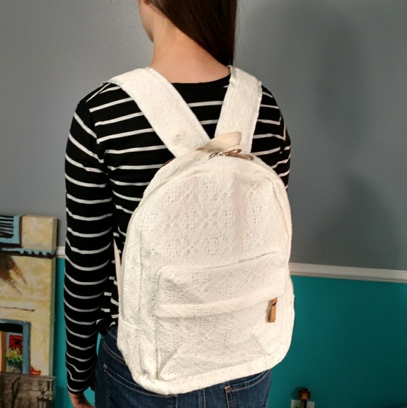 Handbags - Cute Off-white Lace Backpack